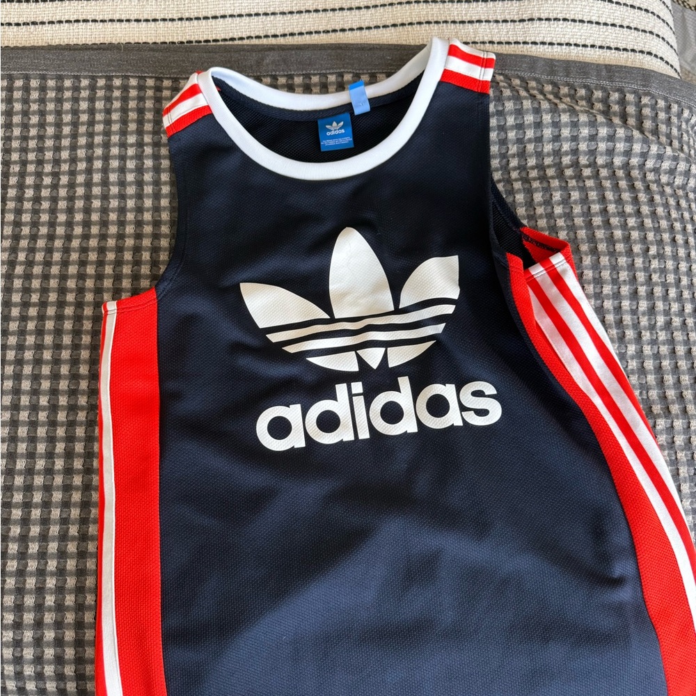 Adidas Navy and White Sports Jersey